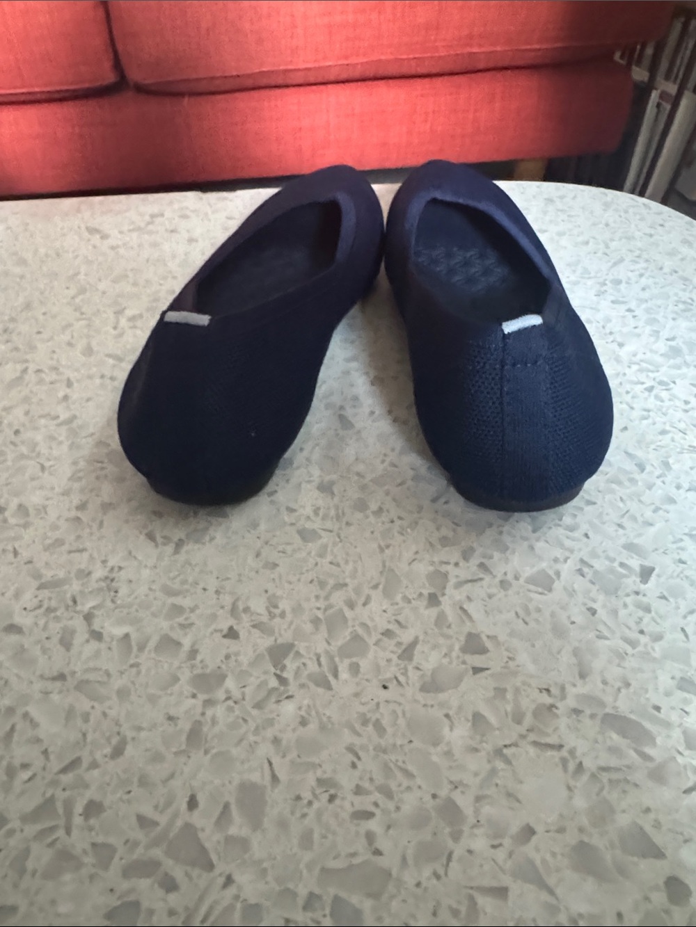 Women’s Navy Pointed Toe Knit Flats - Picture 3 of 7